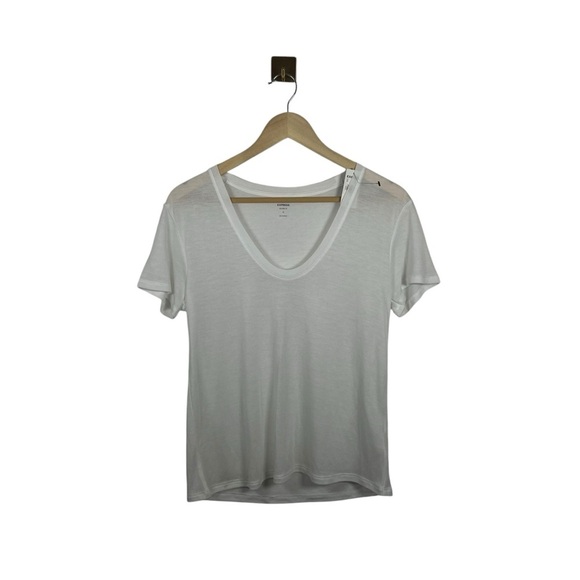NWT Express Women’s Relaxed Scoop Neck Tee in White Size XS - Picture 5 of 9